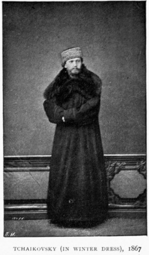 Pyotr Ilyich Tchaikovsky properly dressed for winter.