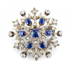 Home Diamond and Blue Sapphire Star Brooch