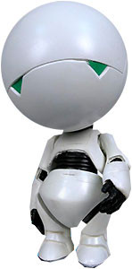 Marvin the paranoid Android from the moive THE HITCHKIKER'S GUIDE TO ...