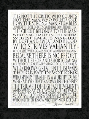 Man in the Arena Mounted Print - 11x14 - WORD ART PRINTS - Theodore ...