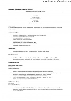 Business Operation Manager Resume