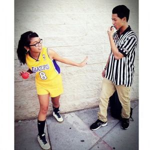 Basketball player and ref