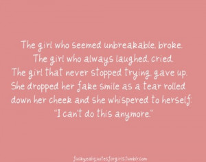 The girl who seemed unbreakable, broke