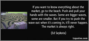 to know everything about the market, go to the beach. Push and pull ...