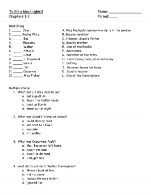 To Kill a Mockingbird Quiz Ch. 1-3 by jlegrand