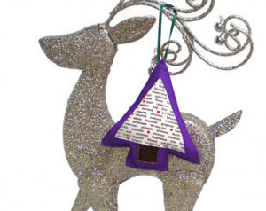 Felt & Fabric Christmas Tree Ornament Decoration Love Quotes on Purple