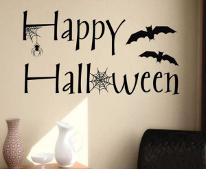 ... Lettering Happy Halloween Quotes Decal with Bats and Spider via Etsy