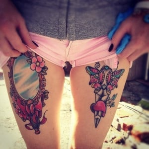 Cute Thigh Tattoo for Girls (18)