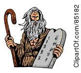 Moses Carrying A Cane And The Ten Commandments On A Tablet