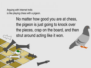 Arguing with internet trolls is like playing chess with a pigeon...
