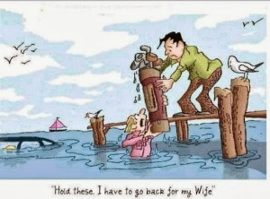 Funny Golfer Wife Drowning Clubs Cartoon Picture