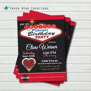 Vegas Theme Party Invite. 21th birthday, 30th birthday, 40th birthday ...
