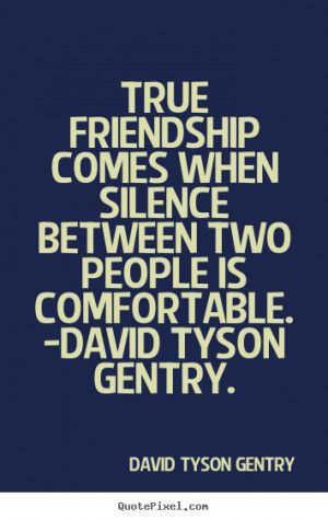 Friendship quotes - True friendship comes when silence between two..
