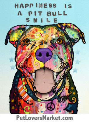 Pitbull Art: Happiness is a Pitbull Smile (Dean Russo)