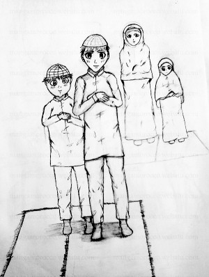 muslim-family-praying-manga-drawing.png