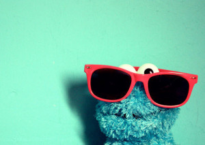 blue, cookie monster, cute, sunglasses