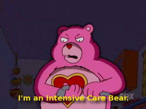 intensive care bear threatening gif