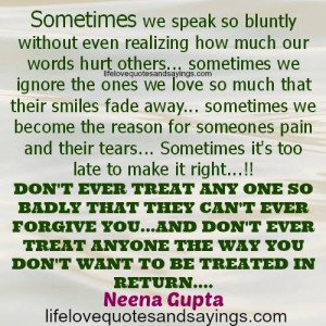 Sometimes We Speak So Bluntly..