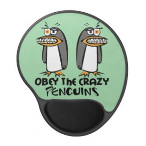 Obey the crazy Penguins Graphic Design Gel Mouse Pad