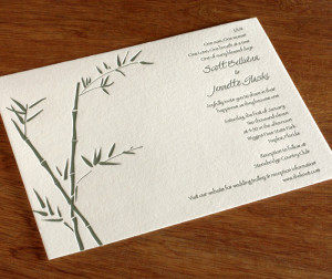 bamboo letterpress wedding invitation