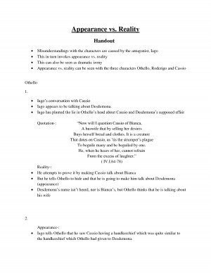 William Shakespeare's Othello , illusion too often disguises reality ...