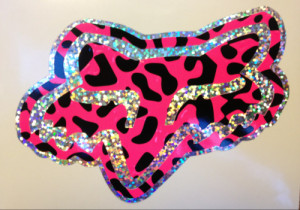 vinyl decal #decal #fox #fox racing #neon #pink #glitter #leopard