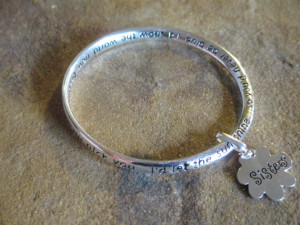 Engraved SISTER quotes Rhodium silver plated inspirational Bangle ...