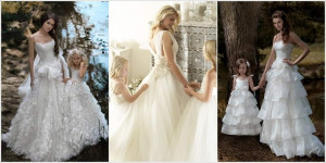 matching rosettes wedding and flower girl dresses