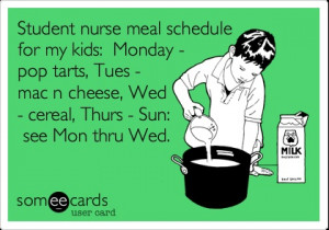 Funny Confession Ecard: Student nurse meal schedule for my kids ...