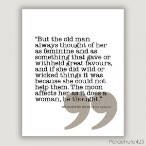 Hemingway QUOTE PRINTOld Man and Sea typographic door Parachute425, $ ...