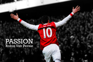 Arsenal's van Persie celebrates after scoring with a penalty shot ...
