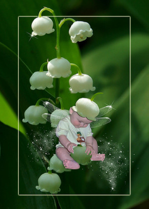 sweet baby fairy with lilies: