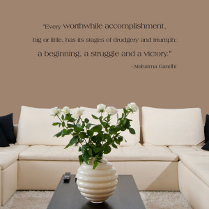 home quotes ghandi every worthwhile accomplishment quote wall decals