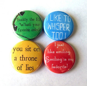 buddy the elf pinback button set of 4