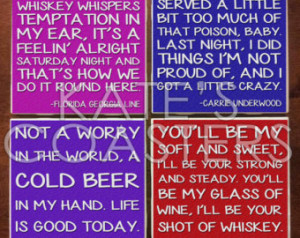 Set of 4 country quotes ceramic til e coasters ...