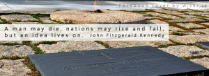 JFK Facebook cover with quote and eternal flame.