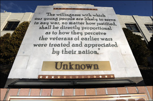 Photo shows the quote attributed to George Washington on the veterans ...