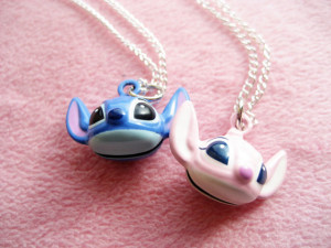 Stitch and Angel Couple Love Necklace. Lover. Disney. Cute. Fashion ...