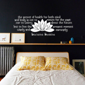 The secret of health Buddha Quote Yoga Lotus Flower Decals Wall Decal ...