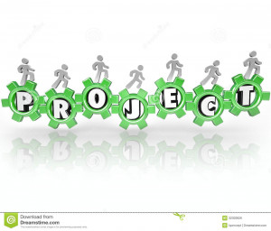 project-word-gears-people-working-together-accomplish-task-team-work ...