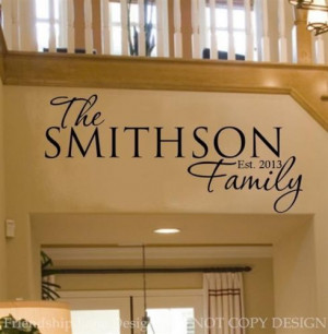 ... FAMILY Name & Date VINYL wall decal/words/custom/quote/sticker/home