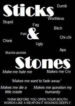 Stick and stones may break my bones but words will never hurt me”