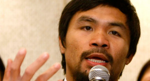 Filipino boxing champion and congressman Manny Pacquiao speaks during ...