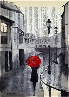 Red umbrella on a rainy day.....in Paris, London? - by Emanuel M ...