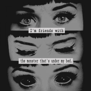 ... for this image include: monster, katy perry, eyes, black and rihanna