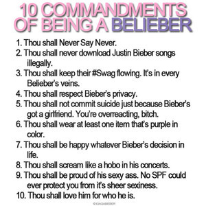 10 Commandments Of Being A Belieber.