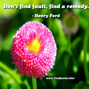 Don't find fault, find a remedy.