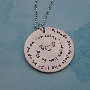 Copper Inspirational Quote Necklace (Friends are Angels)