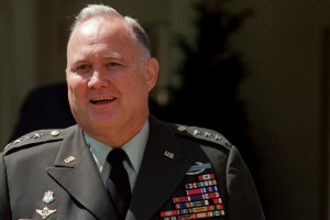 shows Gulf War commander, US four star general Norman Schwarzkopf ...