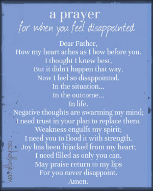 Prayer for When You Feel Disappointed and A Special Request
